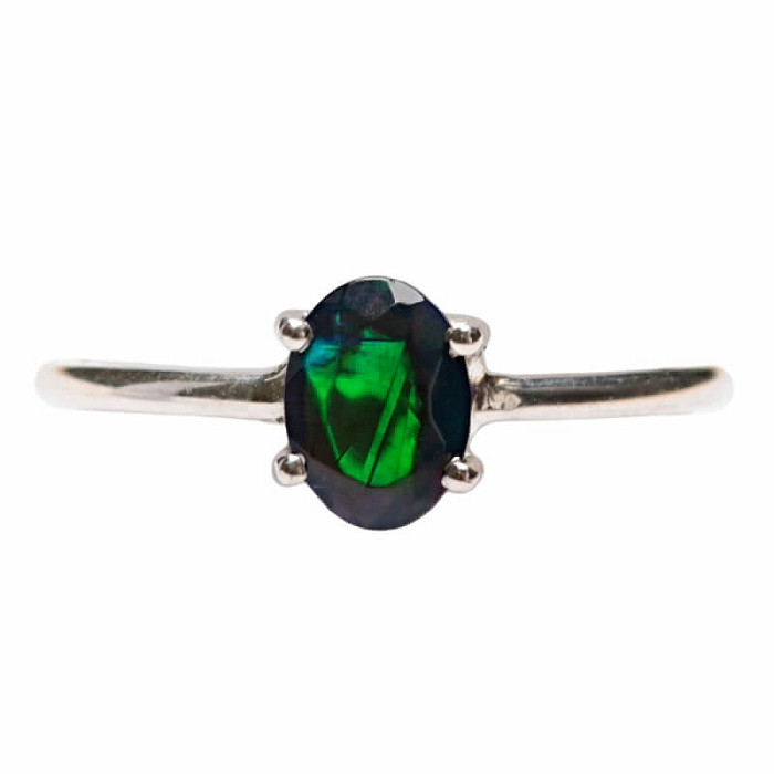 Opál černý etiopský broušený prsten stříbro Ag 925 LOT8 - 64 mm (US 10