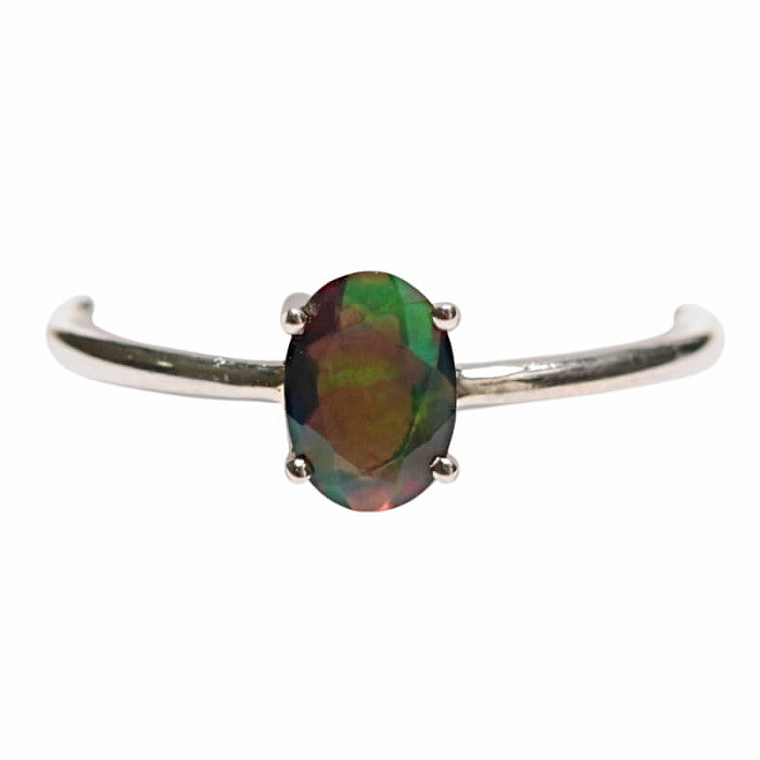 Opál černý etiopský broušený prsten stříbro Ag 925 LOT9 - 65 mm (US 11)