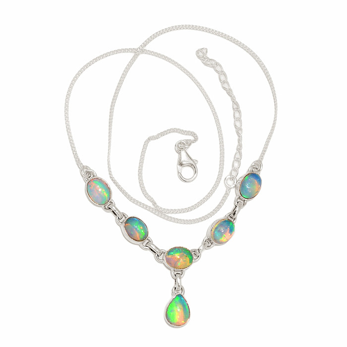 Opál etiopský náhrdelník stříbro Ag 925 N16 - 42 - 46 cm