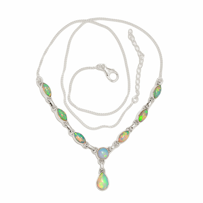 Opál etiopský náhrdelník stříbro Ag 925 N17 - 44