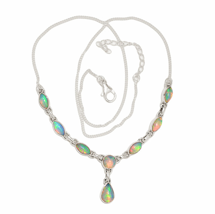 Opál etiopský náhrdelník stříbro Ag 925 N20 - 43