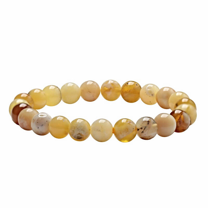 Opál žlutý náramek z korálků 8 mm - obvod cca 16 až 21 cm