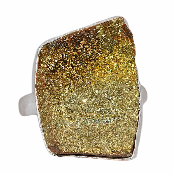 Pyrit duhový drůzička prsten stříbro Ag 925 R153 - 57 mm (US 8)