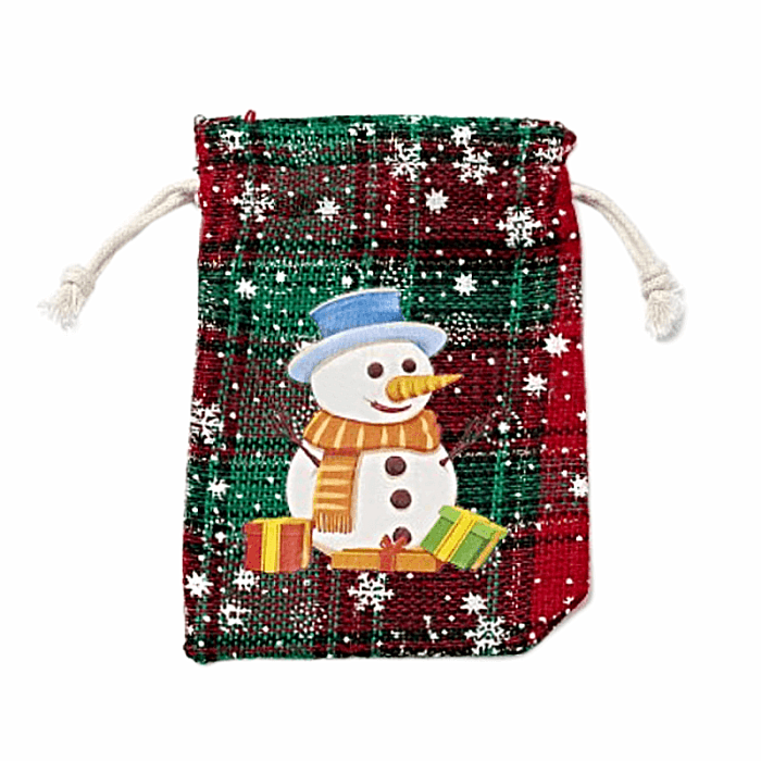 Sáček jutový Sněhulák - 10 x 14 cm