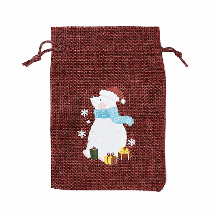 Sáček jutový Vánoční lední medvěd - 10 x 14 cm