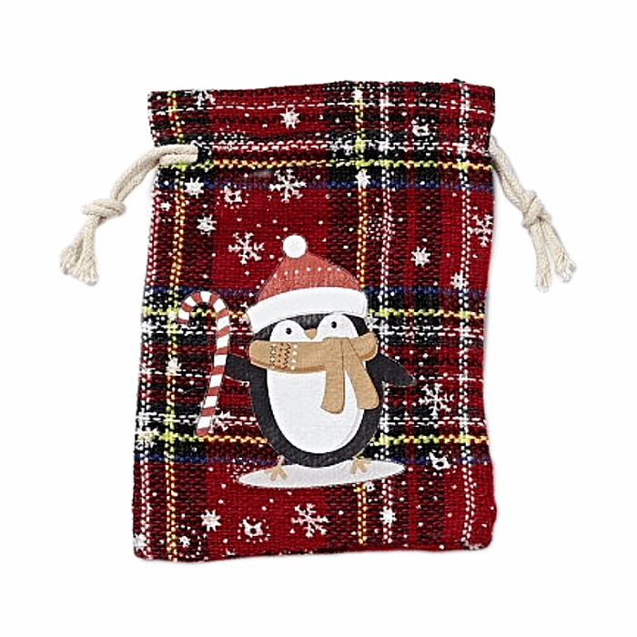 Sáček jutový Vánoční tučňák - 10 x 14 cm