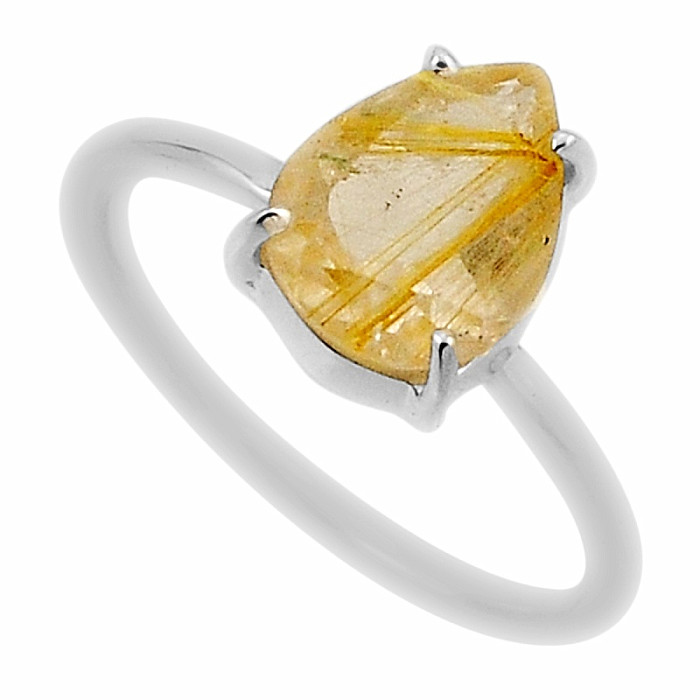 Sagenit (Křišťál s rutilem) broušený prsten stříbro Ag 925 33684 - 57 mm (US 8)