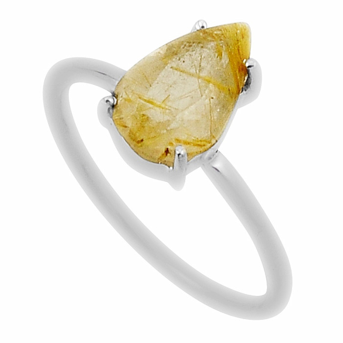 Sagenit (Křišťál s rutilem) broušený prsten stříbro Ag 925 33691 - 60 mm (US 9