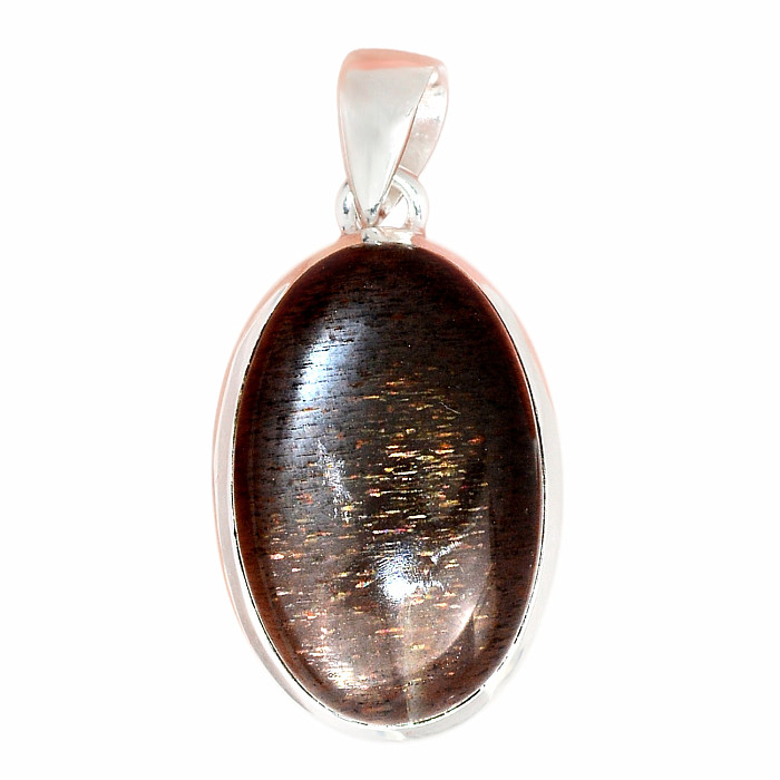 Sluneční kámen černý přívěsek stříbro Ag 925 P322 - 2