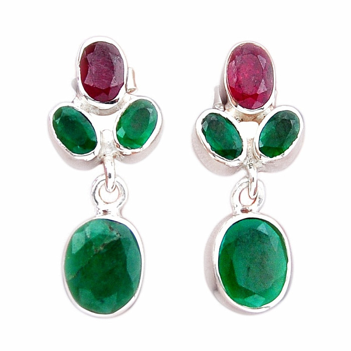 Smaragd indický - upravený náušnice stříbro Ag 925 49481 - 2