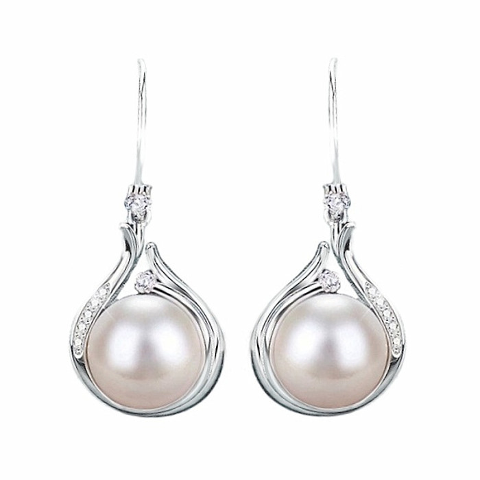 Stříbrné náušnice Kapky s perlou - cca 2