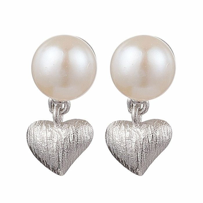 Stříbrné náušnice s perlou a srdíčkem - cca 1