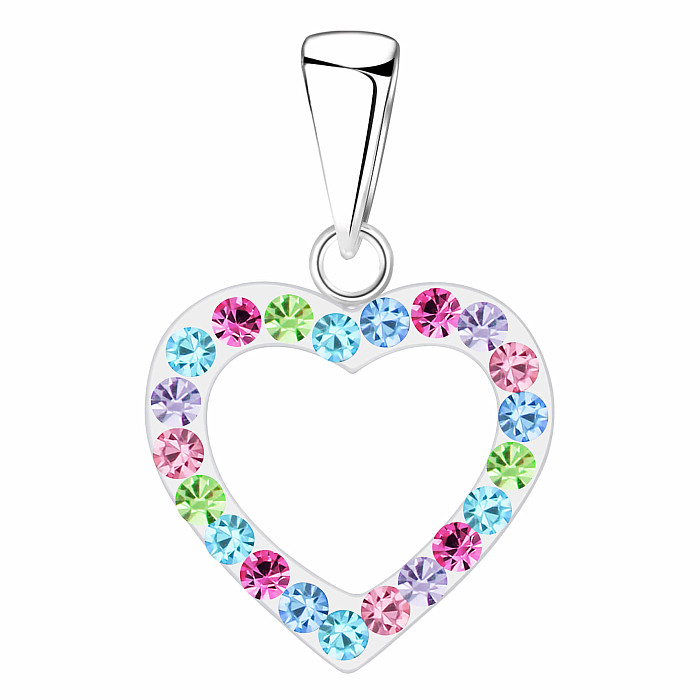 03482 Stříbrný přívěsek CRYSTAL HEART - 15 mm
