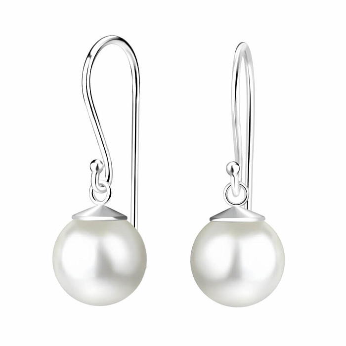 29590 Stříbrné visací náušnice s perlou 8 mm - 18 mm