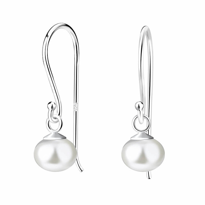 32331 Stříbrné visací náušnice s perlou 6 mm - 18 mm