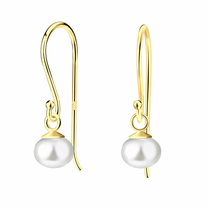 32333 Stříbrné visací náušnice s perlou 4 mm - 18 mm