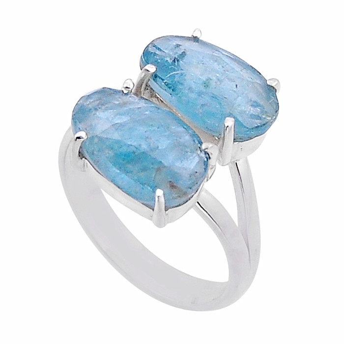 Akvamarín prsten stříbro Ag 925 52795 - 54 mm (US 7)