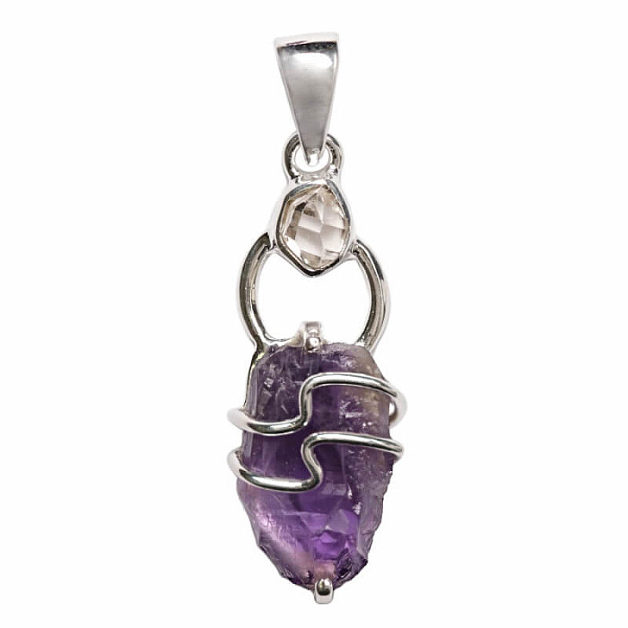 Designový přívěsek ametyst surový stříbro Ag 925 P292 - 2