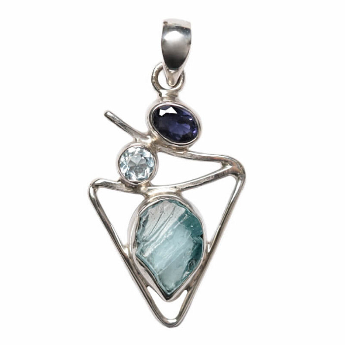 Designový přívěsek apatit modrý neon stříbro Ag 925 P157 - 2