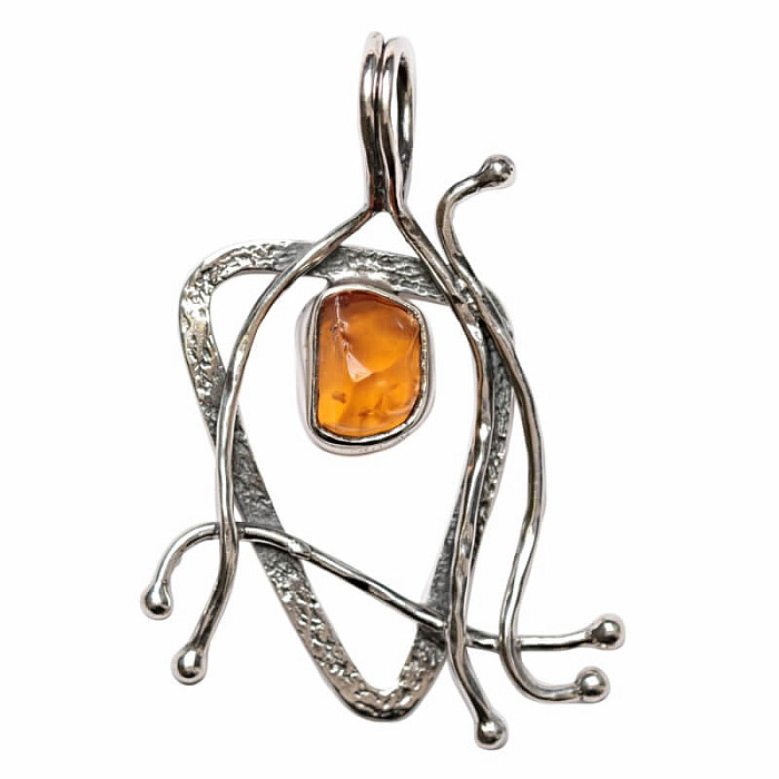 Designový přívěsek citrín stříbro Ag 925 P2410 - 3 cm
