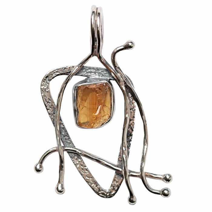 Designový přívěsek citrín stříbro Ag 925 P2417 - 3