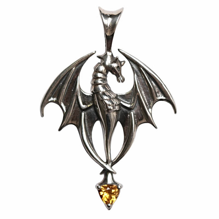 Designový přívěsek citrín stříbro Ag 925 P95 - 3 cm