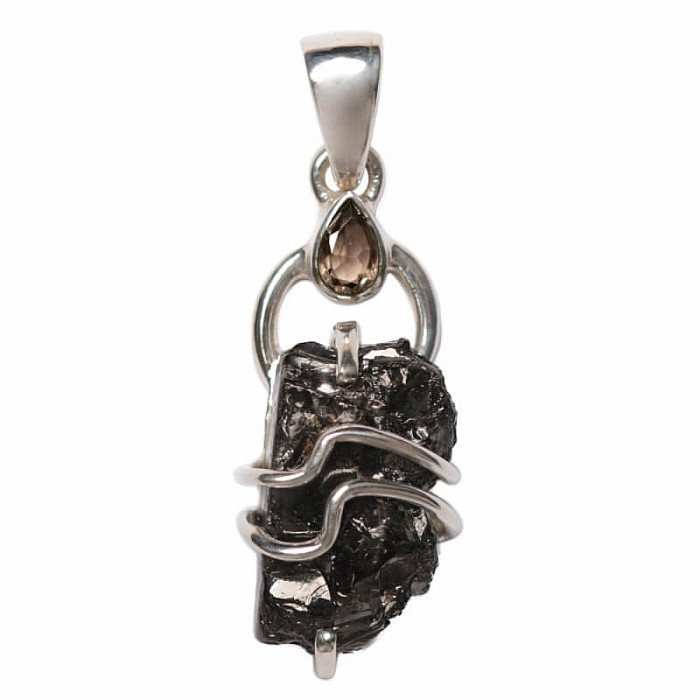 Designový přívěsek hematit surový stříbro Ag 925 P282 - 2