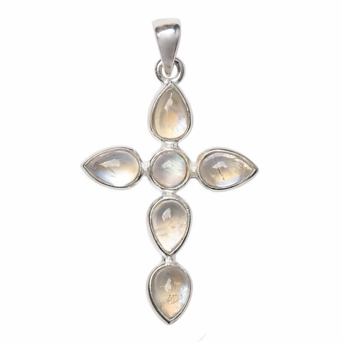 Designový přívěsek měsíční kámen duhový stříbro Ag 925 P371 - 2