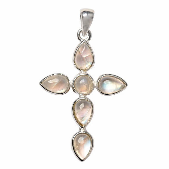 Designový přívěsek měsíční kámen duhový stříbro Ag 925 P373 - 2