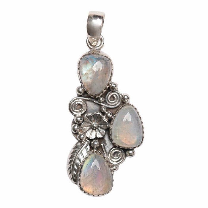 Designový přívěsek měsíční kámen duhový stříbro Ag 925 P81 - 3