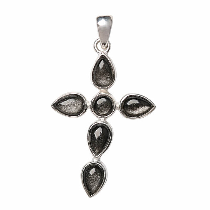 Designový přívěsek obsidián zlatý stříbro Ag 925 P354 - 2