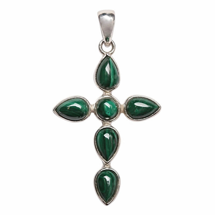 Designový přívěsek s malachitem stříbro Ag 925 P357 - 2