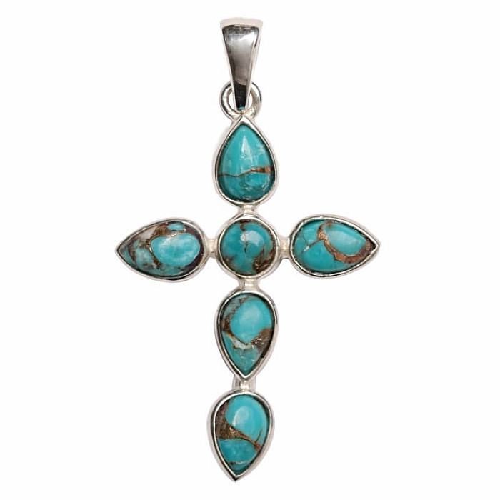 Designový přívěsek tyrkys modrý stříbro Ag 925 P360 - 2