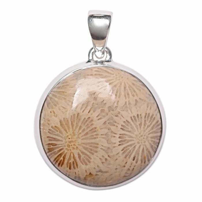 Korál fosilní indonéský přívěsek stříbro Ag 925 P448 - 2