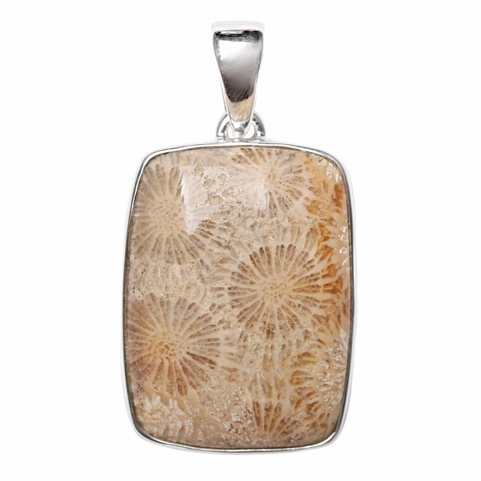 Korál fosilní indonéský přívěsek stříbro Ag 925 P456 - 2