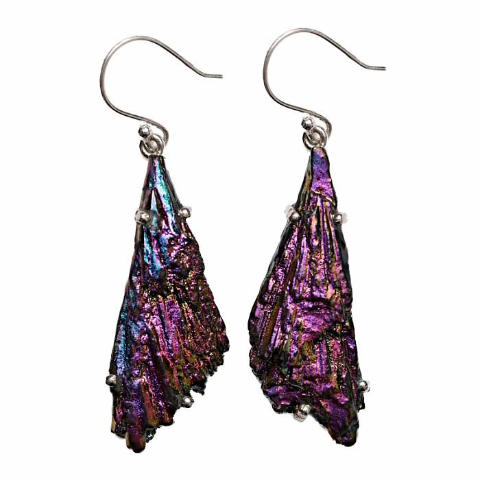 Kyanit duhový titanium aura náušnice stříbro Ag 925 E153 - 3