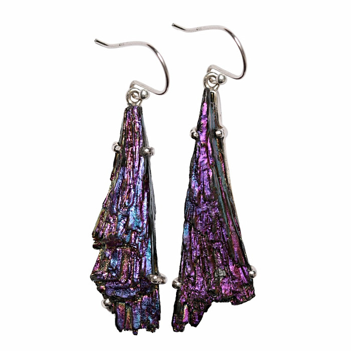 Kyanit duhový titanium aura náušnice stříbro Ag 925 E162 - 4