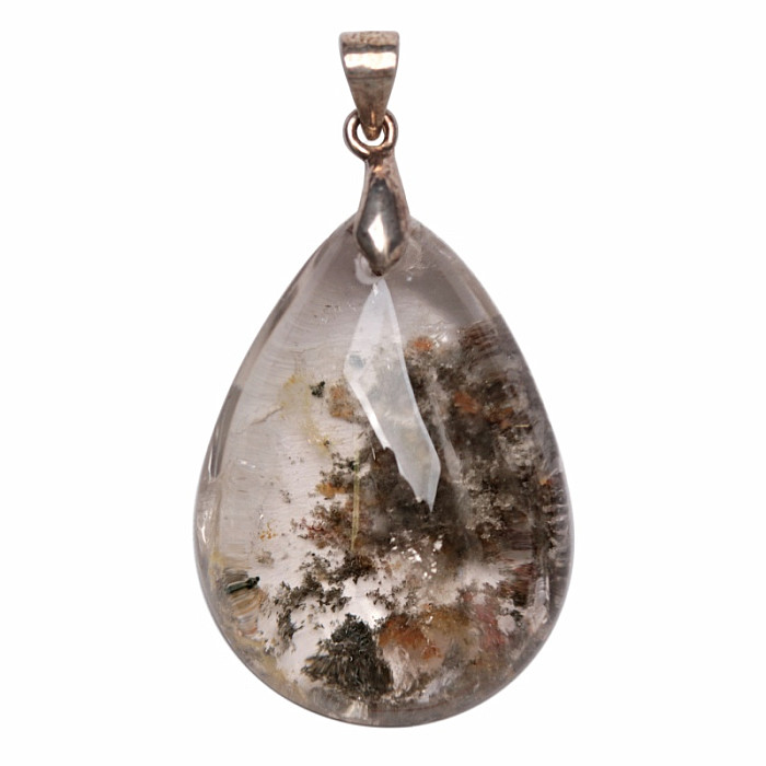 Lodolit - křišťál s inkluzemi přívěsek stříbro Ag 925 č. 2 - 3 cm