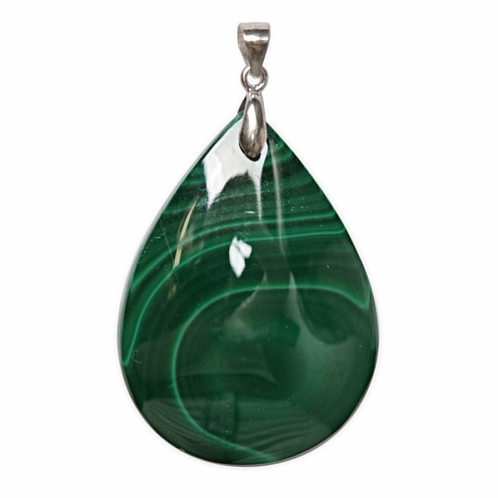 Malachit přívěsek stříbro Ag 925 č. 11 - 4 cm