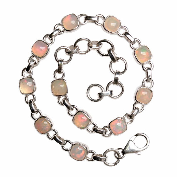 Opál etiopský náramek stříbro Ag 925 B114 - 18 - 22 cm