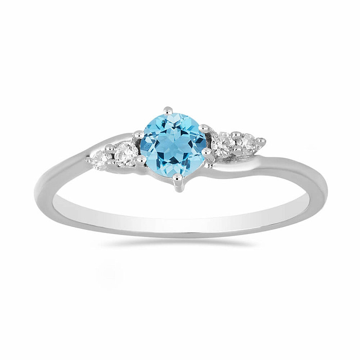 Prsten stříbrný s Blue Sky topazem a zirkony Ag 925 011580 BT - 54 mm (US 7)