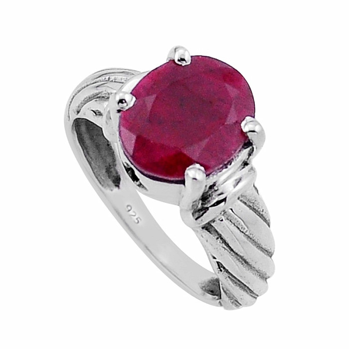 Rubín indický - upravený prsten stříbro Ag 925 50964 - 55 mm (US 7