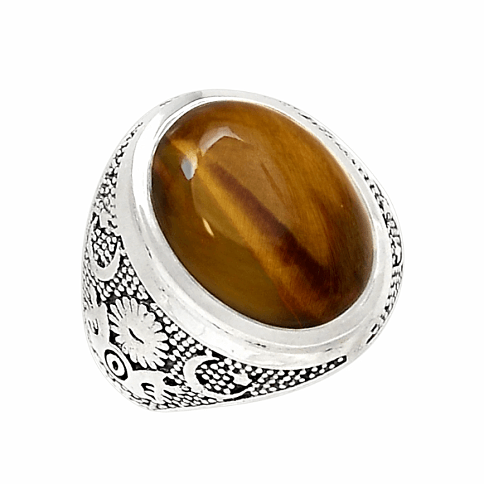 1019 Pánský stříbrný prsten s tygřím okem - 65 mm (US 11)