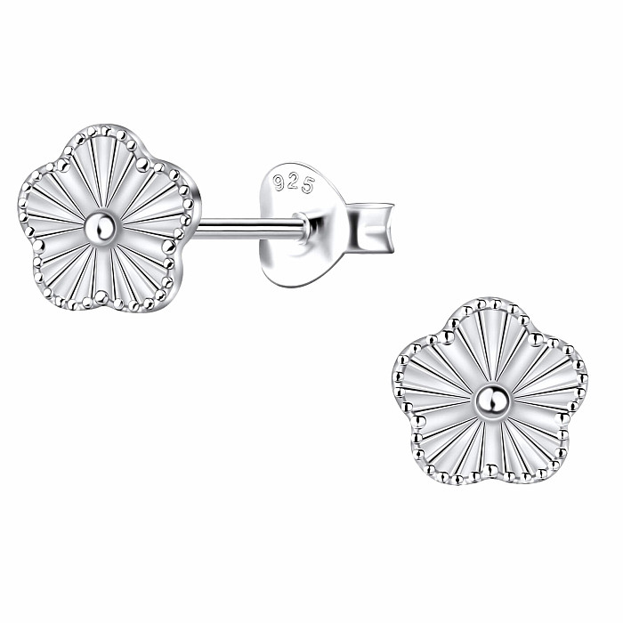 33748 Stříbrné náušnice pecky HIBISCUS - 7 mm