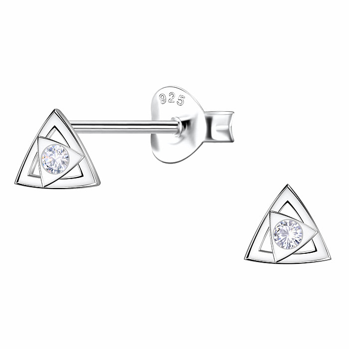 34407 Stříbrné náušnice pecky se zirkony TRIANGLE - 5 mm