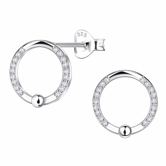 34645 Stříbrné náušnice pecky se zirkony CIRCLE - 11 mm