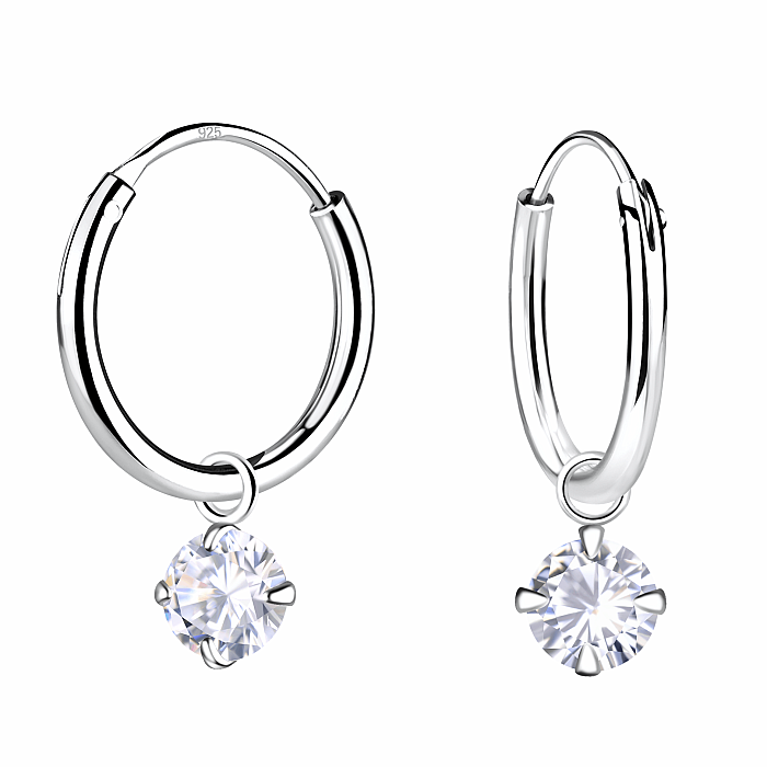 35028 Stříbrné kruhové náušnice 12 mm SHINE - 1