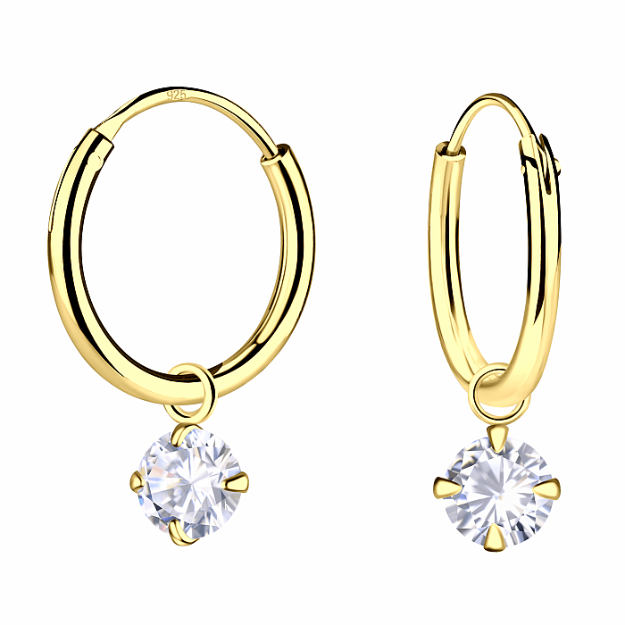 35029 Stříbrné kruhové náušnice 12 mm SHINE GOLD - 1