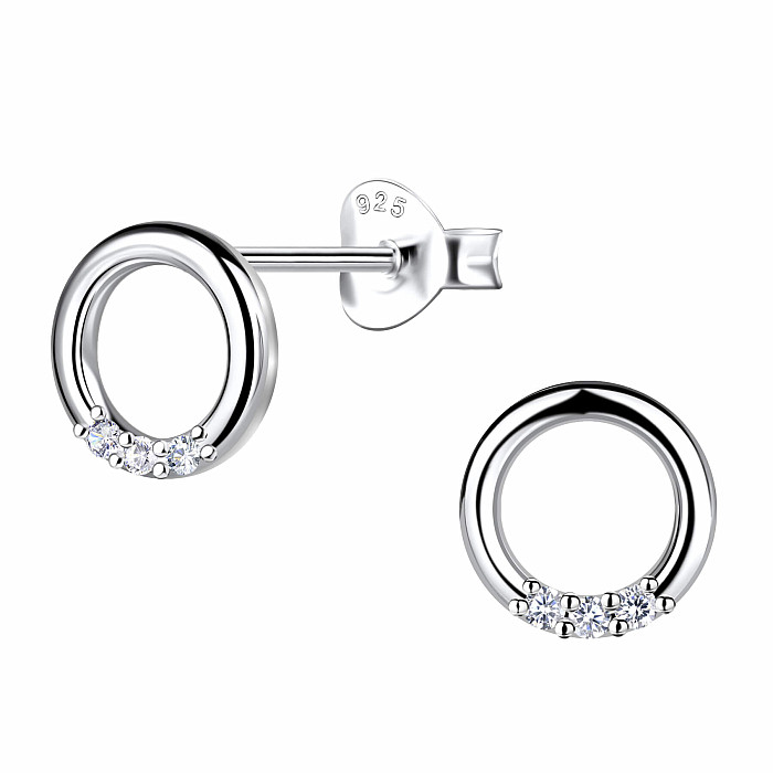 36898 Stříbrné náušnice pecky se zirkony SMALL CIRCLE - 7 mm