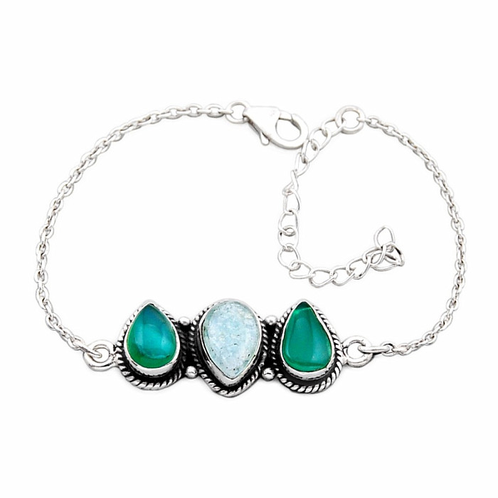 Chalcedon zelený náramek stříbro Ag 925 49127 - 17 - 22